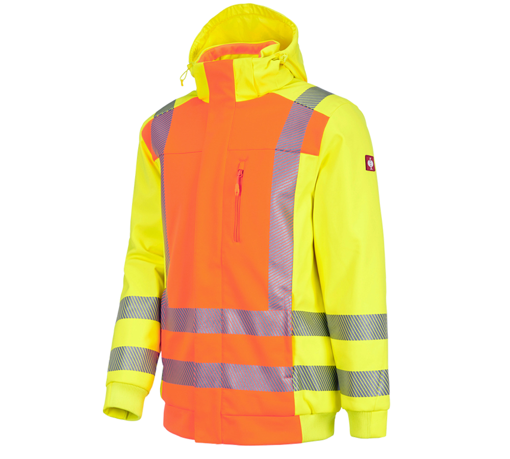 Studená: Reflexná zimná softshellová bunda e.s.motion 2020 + výstražná oranžová/výstražná žltá