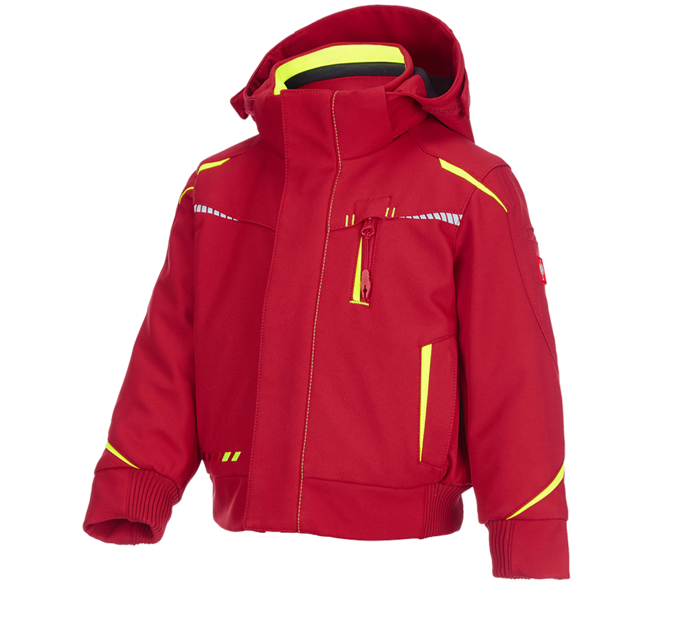 Témy: Zimná softshellová bunda e.s.motion 2020, detská + ohnivá červená/výstražná žltá