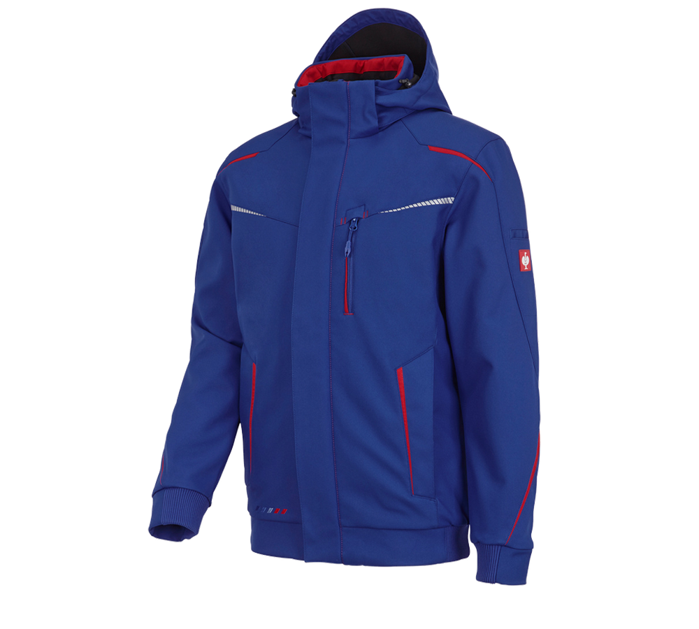 Studená: Zimná softshellová bunda e.s.motion 2020, pánska + nevadzovo modrá/ohnivá červená