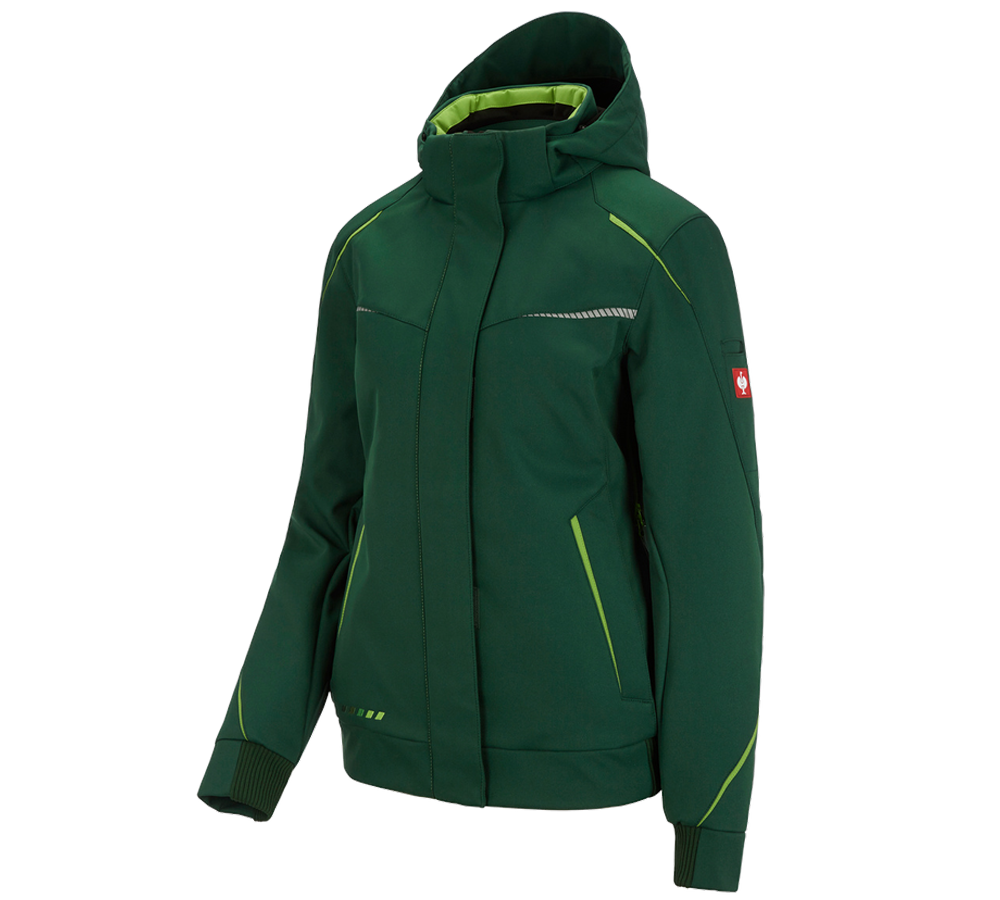 Pracovné bundy: Zimná softshellová bunda e.s.motion 2020, dámska + zelená/morská zelená
