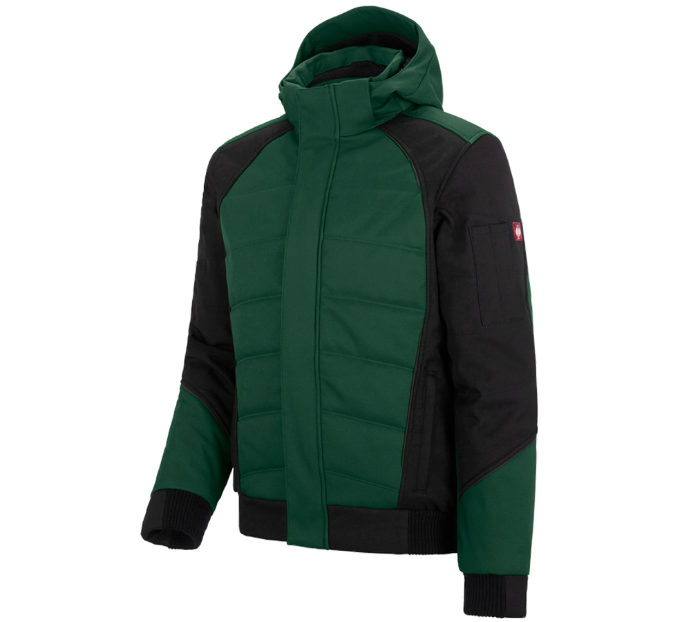 Pracovné bundy: Zimná softshellová bunda e.s.vision + zelená/čierna