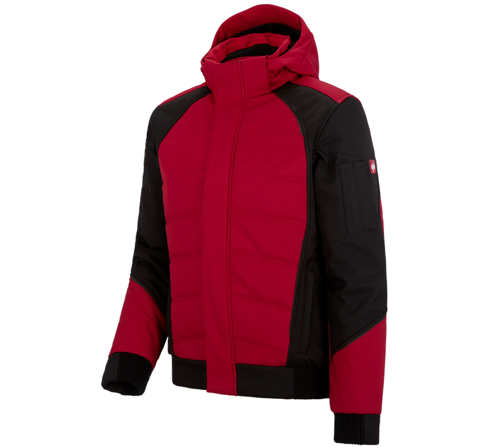 Pracovné bundy: Zimná softshellová bunda e.s.vision + červená/čierna