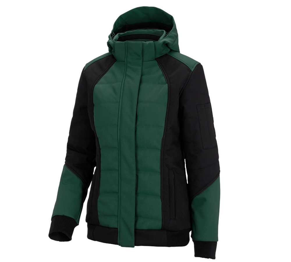 Pracovné bundy: Zimná softshellová bunda e.s.vision, dámska + zelená/čierna
