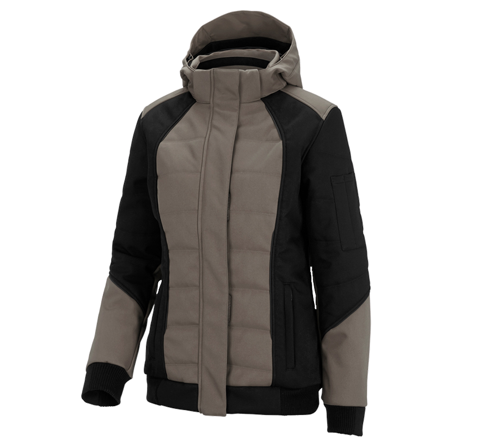 Studená: Zimná softshellová bunda e.s.vision, dámska + kamenná/čierna