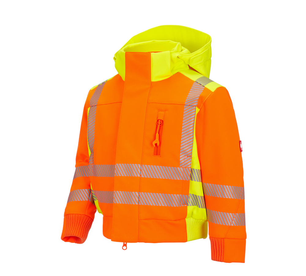 Bundy: Reflexná zimná softsh.bunda e.s.motion 2020,detská + výstražná oranžová/výstražná žltá