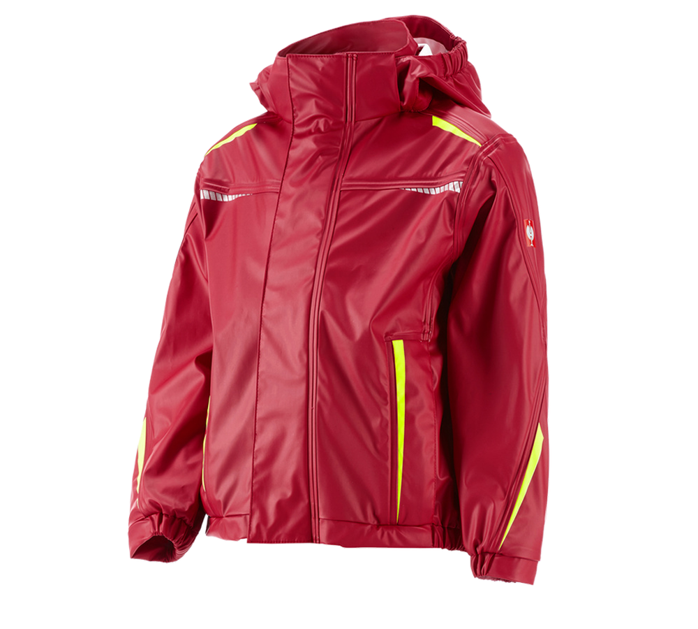 Bundy: Nepremokavá bunda e.s.motion 2020 superflex, d + ohnivá červená/výstražná žltá