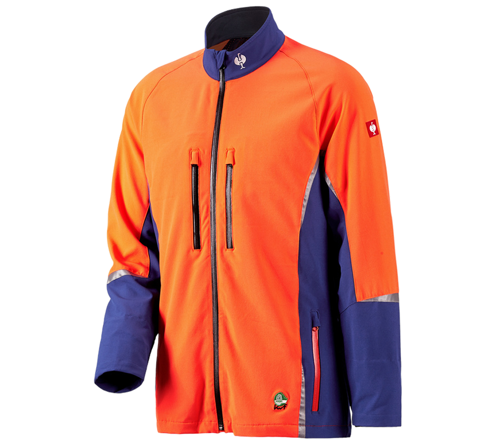 Oblečenie proti porezaniu: Lesnícka bunda e.s. KWF + nevadzovo modrá/výstražná oranžová