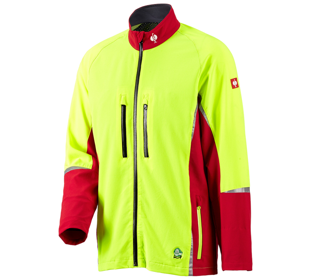 Oblečenie proti porezaniu: Lesnícka bunda e.s. KWF + červená/výstražná žltá