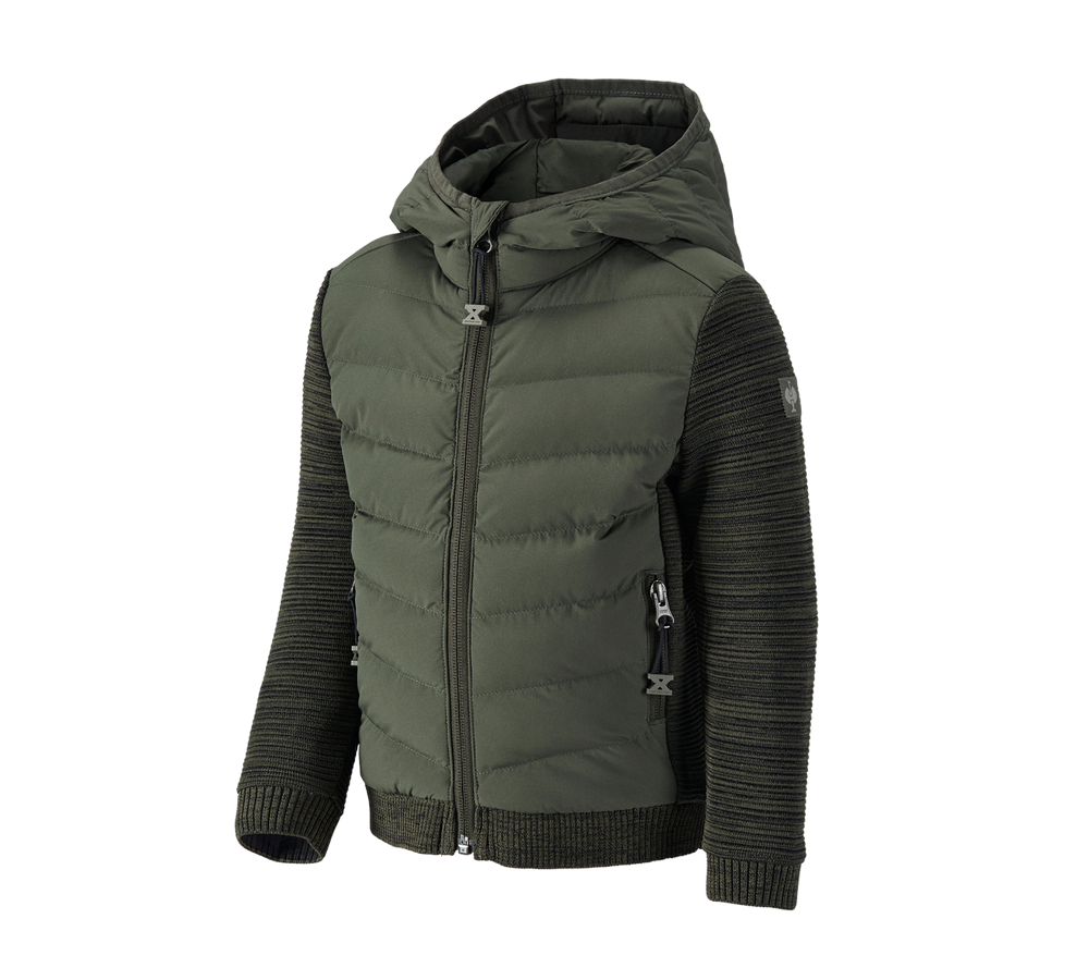 Bundy: Hybridná úpletová bunda kapucňou e.s.motion ten,d + maskáčová zelená melanž