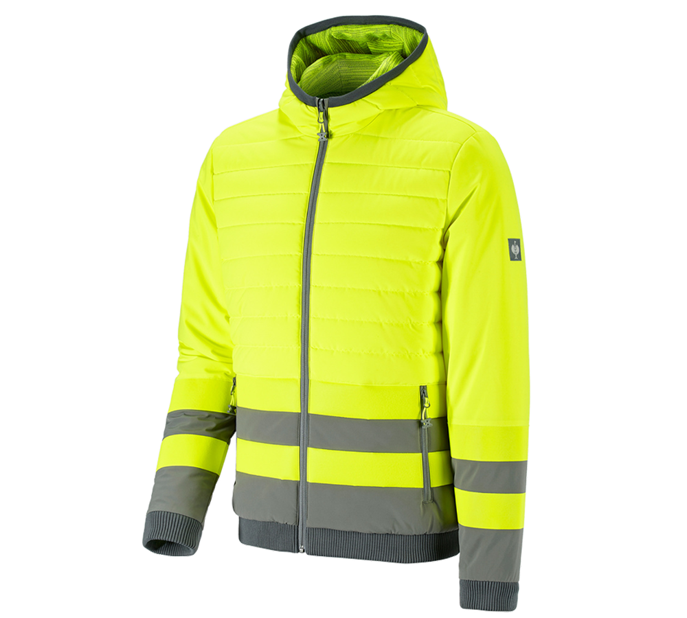 Pracovné bundy: Reflexná ochranná obojstranná bunda e.s.motion ten + výstražná žltá/granitová