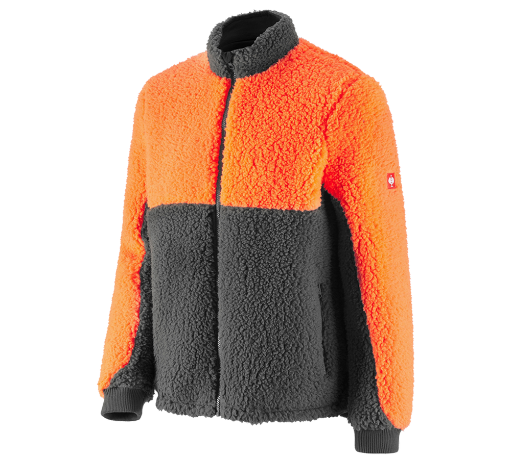 Studená: Lesnícka bunda s umelou kožušinou e.s. + výstražná oranžová/karbónová sivá
