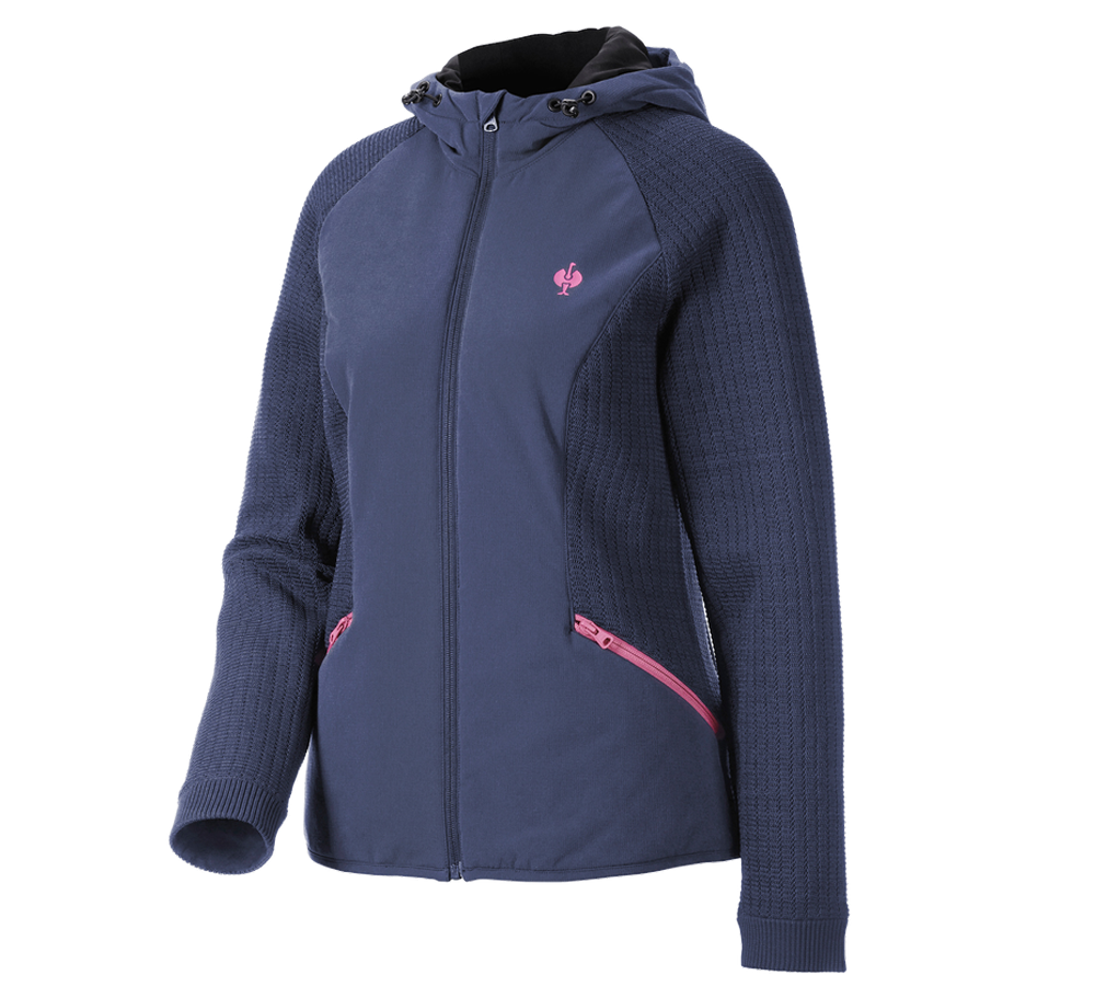 Témy: Hybridná úpletová bunda kapucňou e.s.trail, dámska + tmavomodrá/ružová tara