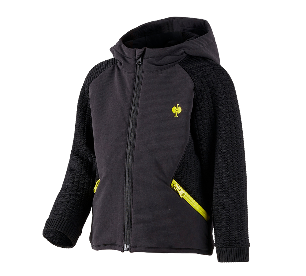 Témy: Hybridná úpletová bunda kapucňou e.s.trail, detský + čierna/acidová žltá