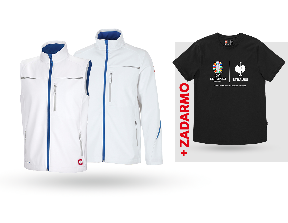 Oblečenie: SÚPRAVA: Softsh.bunda+vesta e.s.motion 2020+Tričko + biela/enciánová modrá