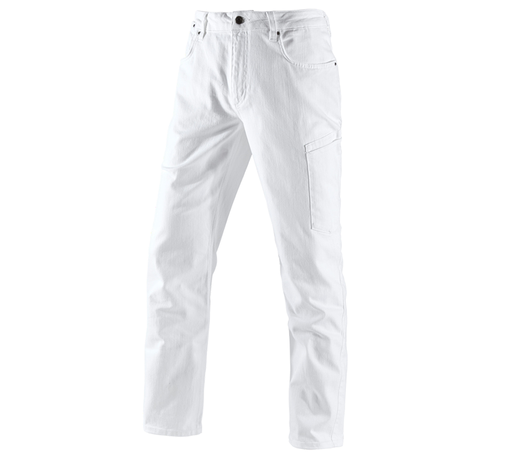 Pracovné nohavice: 7-vreckové džínsy e.s. + biela