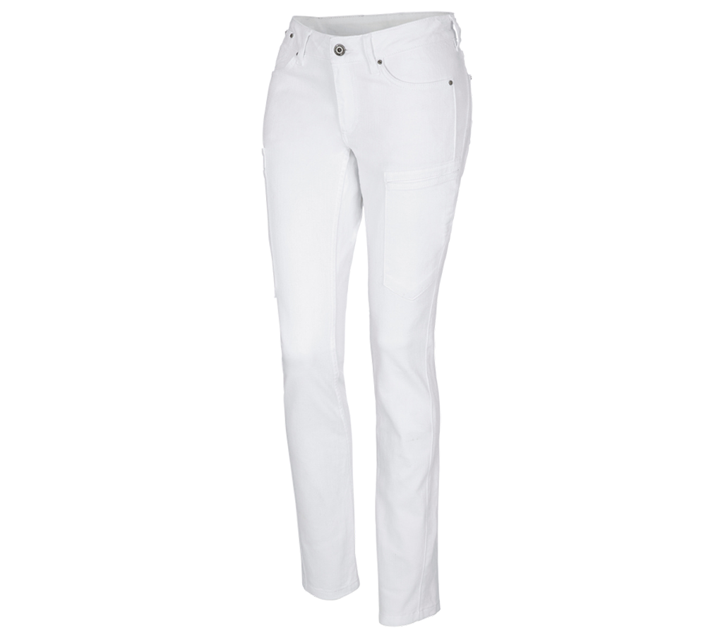 Pracovné nohavice: 7-vreckové džínsy e.s., dámske + biela