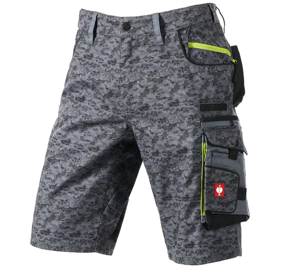 Pracovné nohavice: Šortky e.s. Pixel + sivá/grafitová/limetková