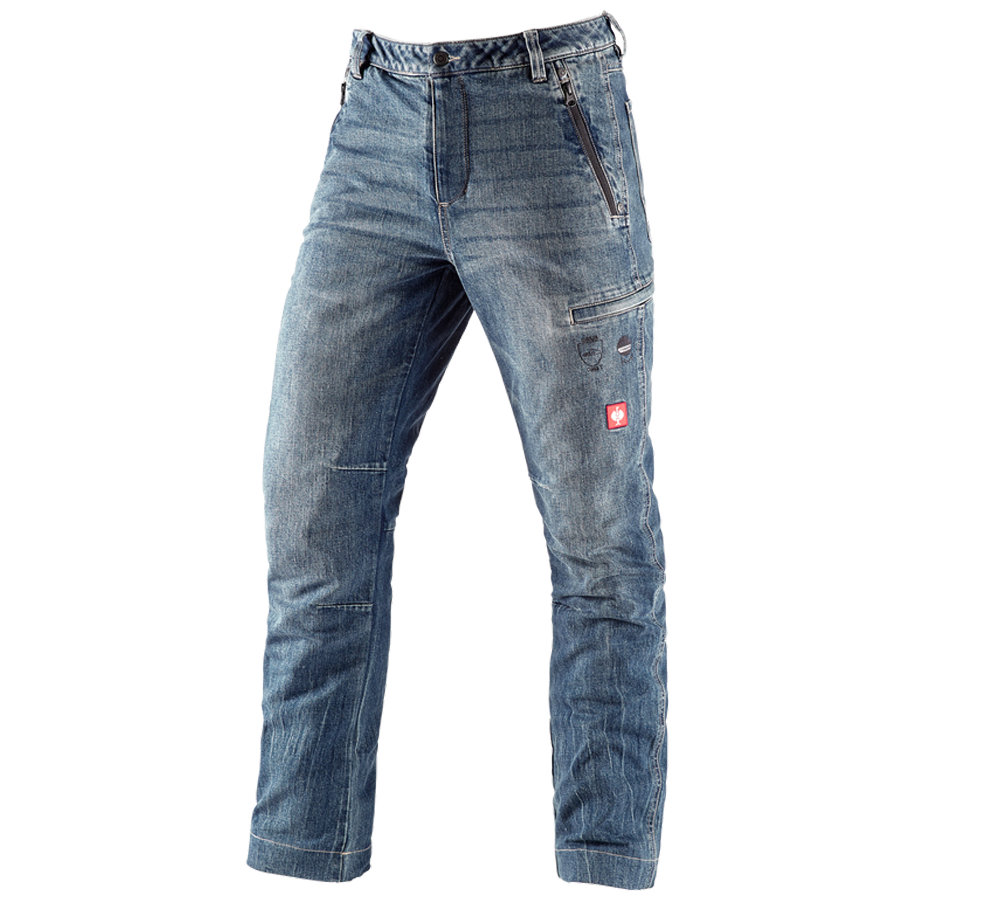 Oblečenie proti porezaniu: Lesnícke ochranné džínsy voči prerezaniu e.s. + stonewashed