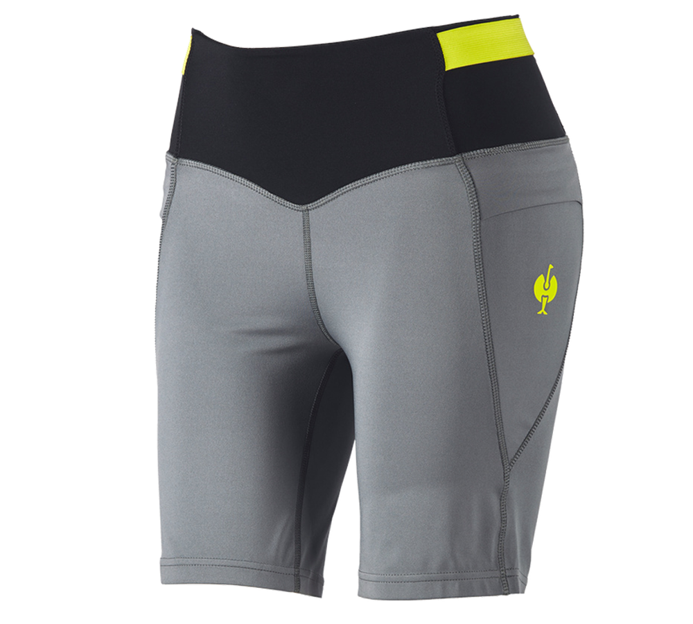 Nohavice: Racingové krátke legíny e.s.trail, dámske + čadičovo sivá/acidová žltá