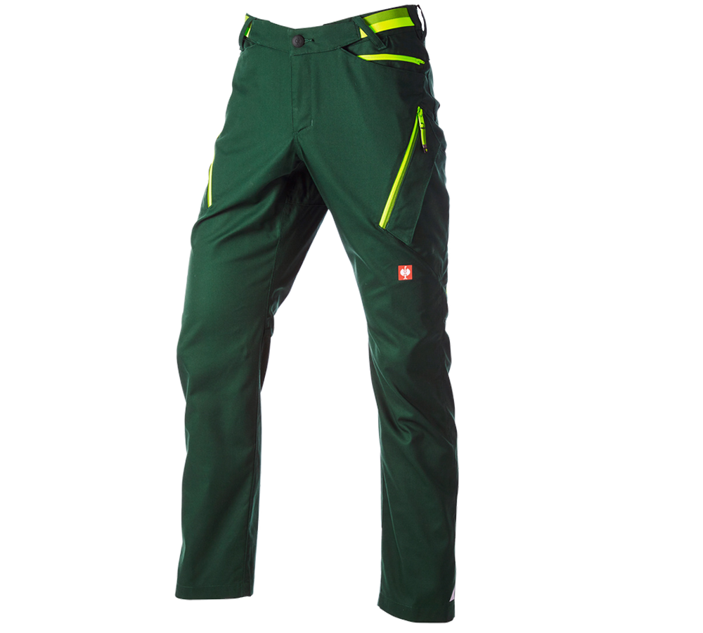 Pracovné nohavice: Nohavice s viacerými vreckami e.s.ambition + zelená/výstražná žltá