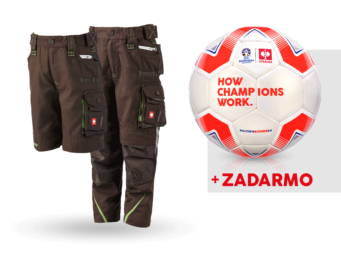 Oblečenie: SÚPR:Nohavice+šortky e.s.motion 2020 detské+lopta + gaštanová/morská zelená