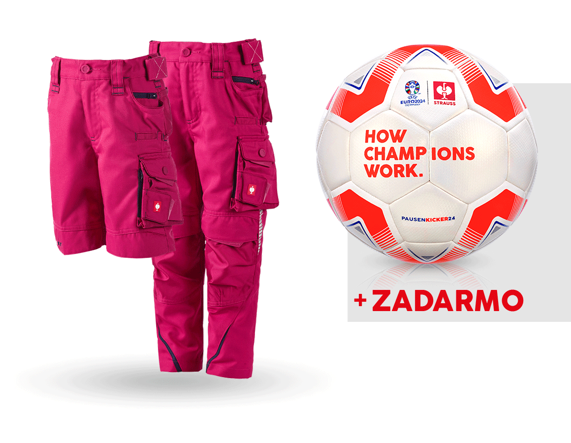 Odevy: SÚPR:Nohavice+šortky e.s.motion 2020 detské+lopta + bobuľová/tmavomodrá