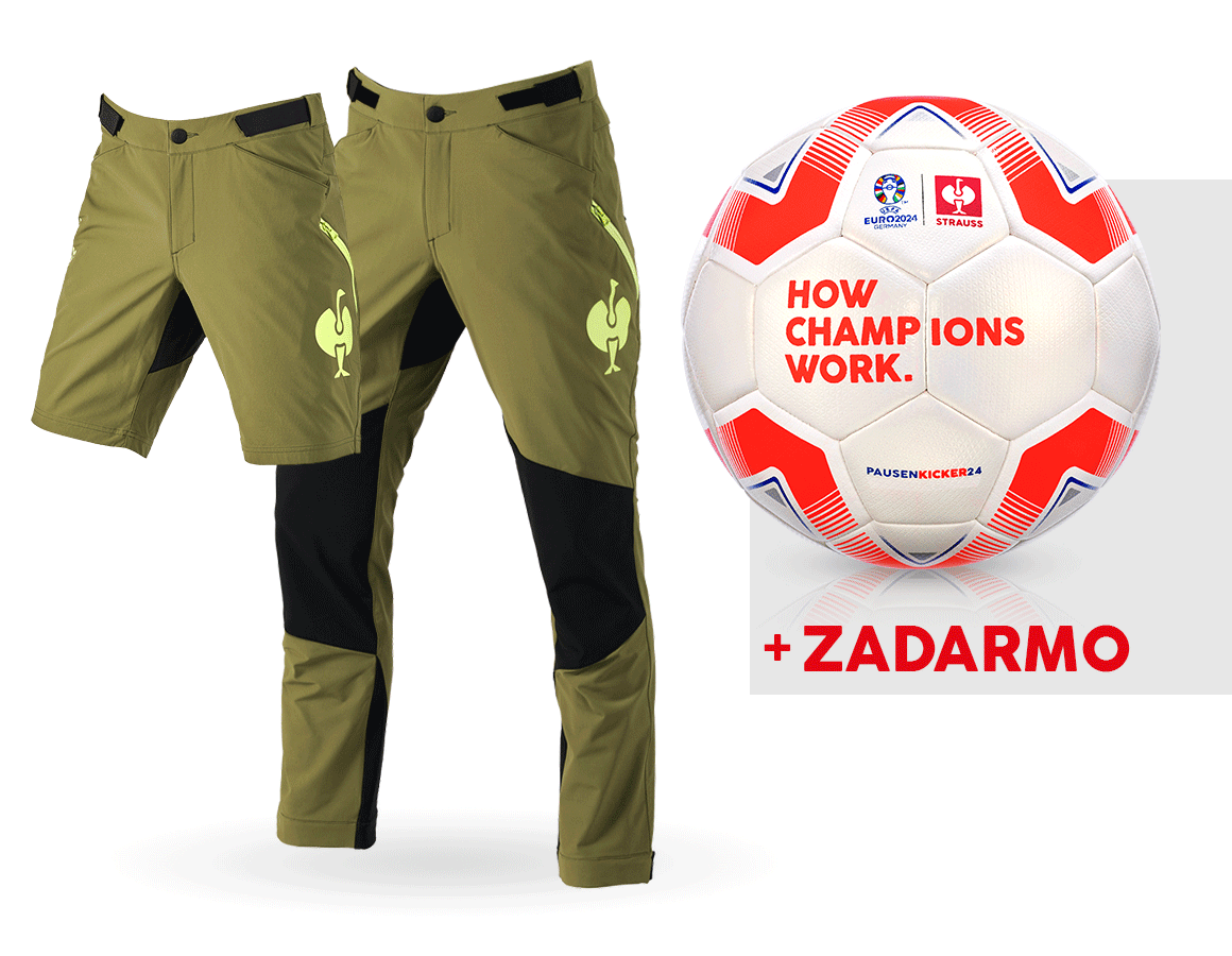 Oblečenie: SÚPRAVA: Funkčné nohavice e.s.trail+šortky+futbal. + borievkovo zelená/limetkovo zelená