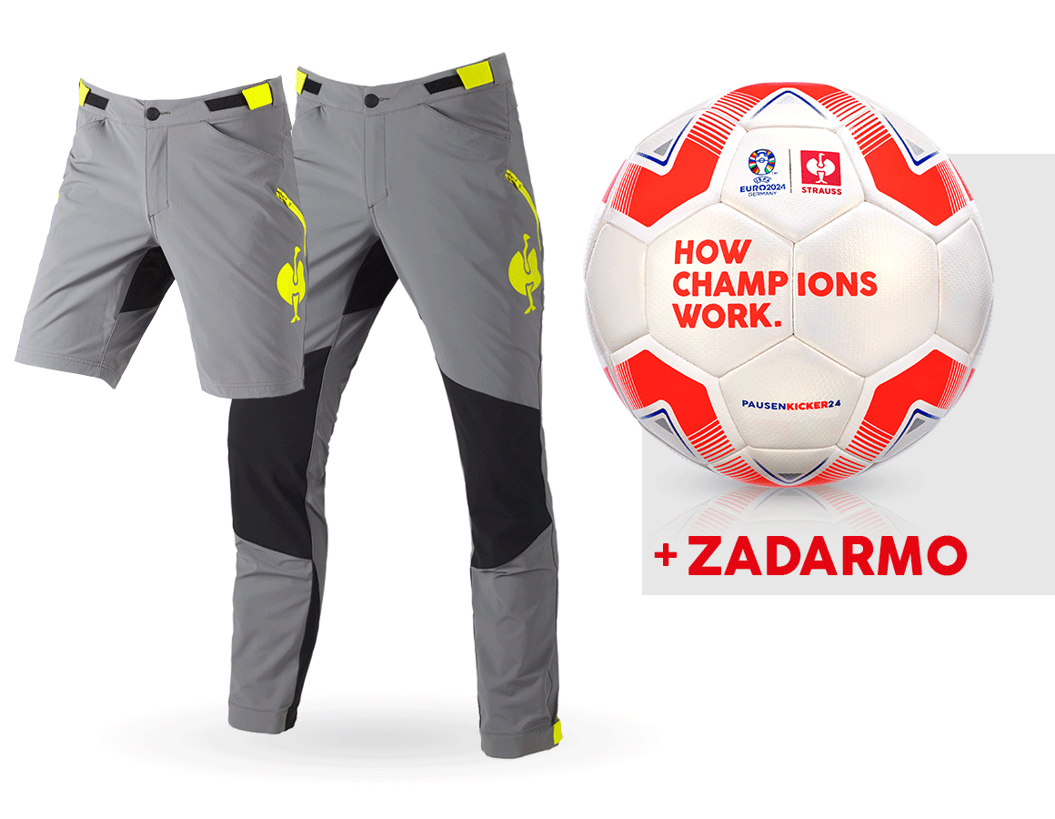 Odevy: SÚPRAVA: Funkčné nohavice e.s.trail+šortky+futbal. + čadičovo sivá/acidová žltá