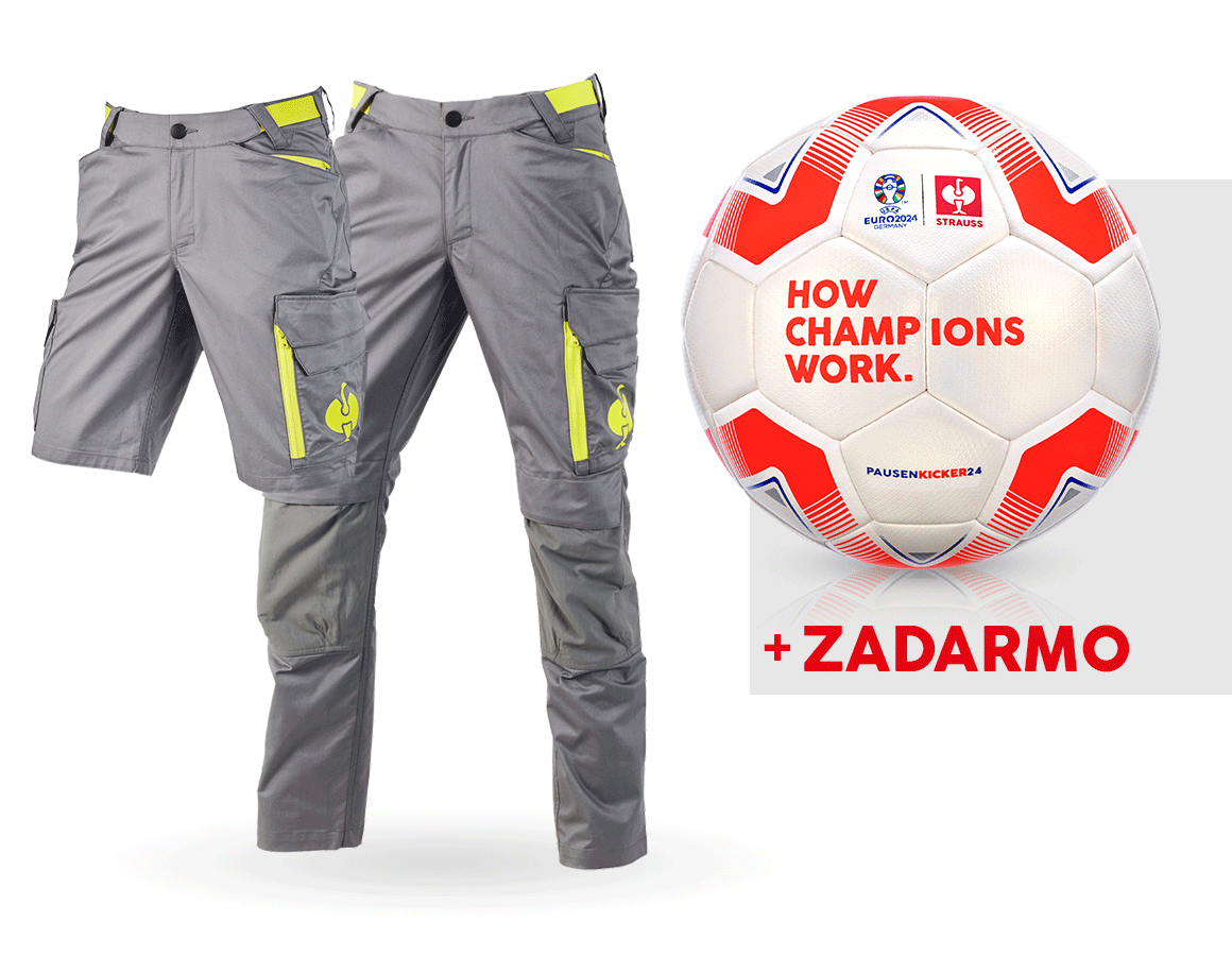 Spolupráce: SÚPRAVA: nohavice e.s.trail +šortky +futbal. lopta + čadičovo sivá/acidová žltá