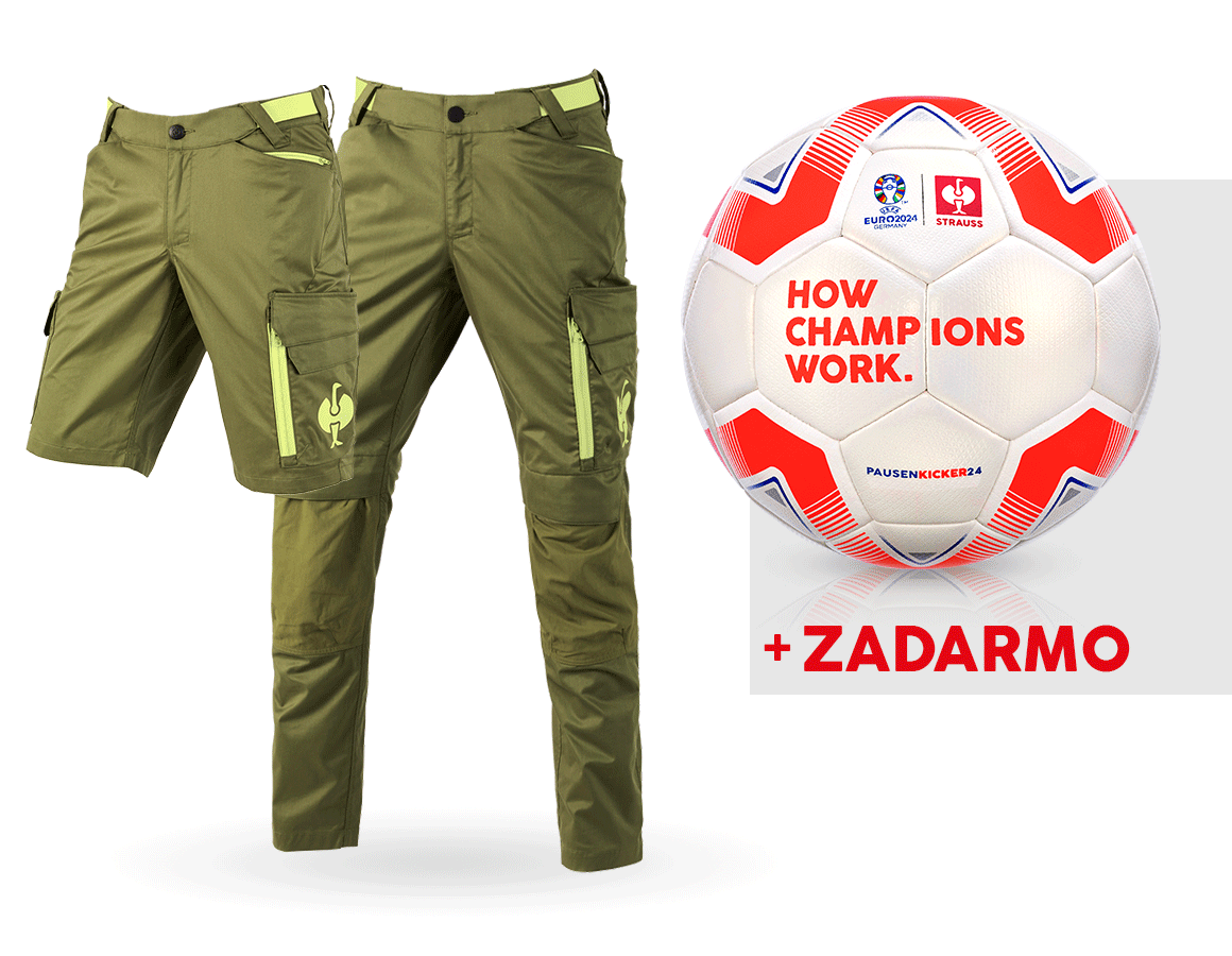 Spolupráce: SÚPRAVA: nohavice e.s.trail +šortky +futbal. lopta + borievkovo zelená/limetkovo zelená