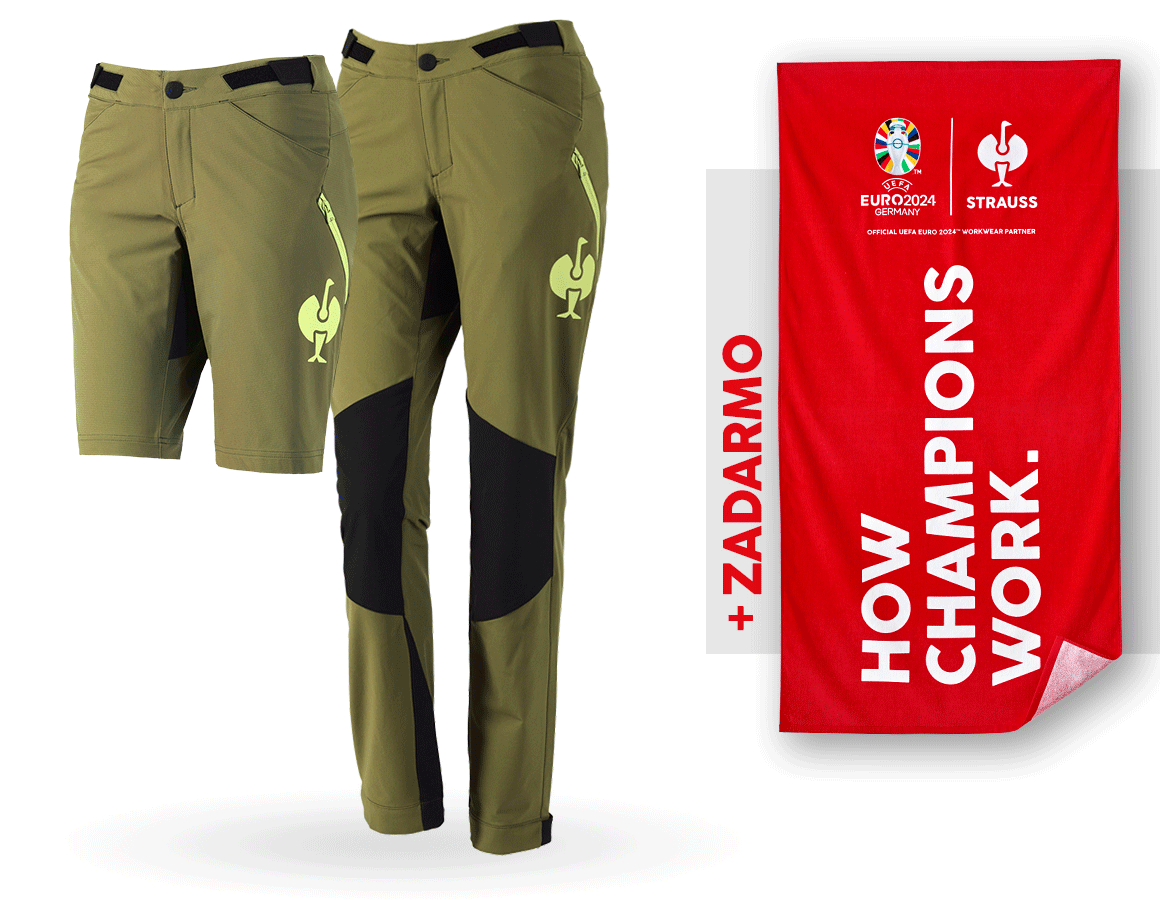 Oblečenie: SÚPR: dám.funkčné nohavice e.s.trail+šortky+osuška + borievkovo zelená/limetkovo zelená