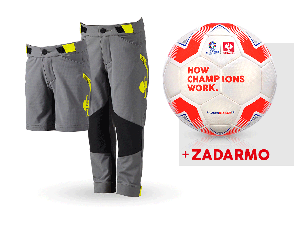 Oblečenie: SÚPR: Funkčné nohavice e.s.trail + šortky, detské + čadičovo sivá/acidová žltá