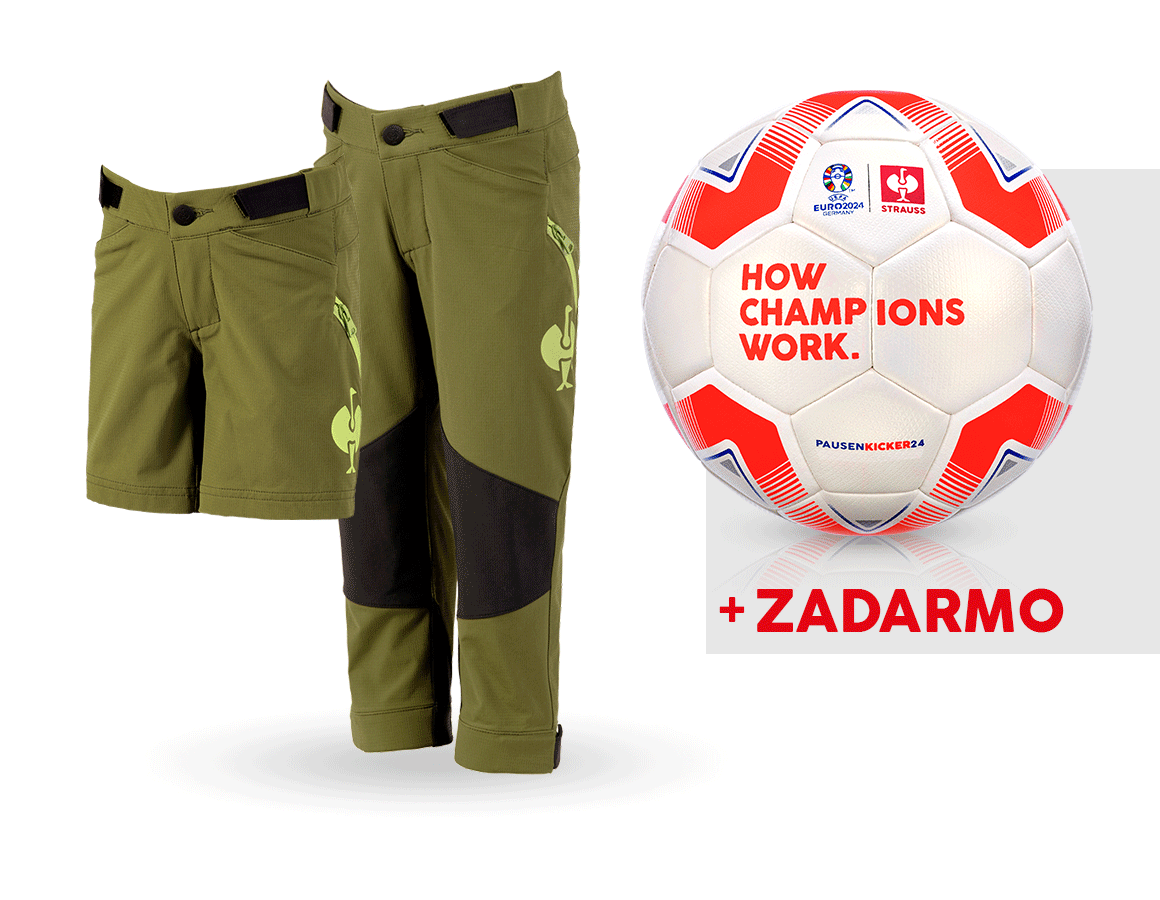 Oblečenie: SÚPR: Funkčné nohavice e.s.trail + šortky, detské + borievkovo zelená/limetkovo zelená
