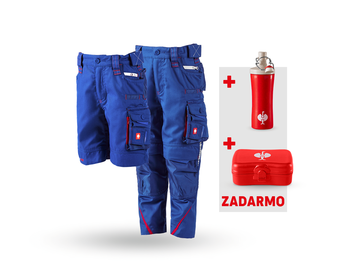 Oblečenie: SÚPRAVA: dets.noh.e.s.motion 2020+šort.+dóza+fľaša + nevadzovo modrá/ohnivá červená