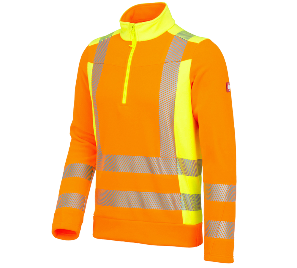 Tričká, pulóvre a košele: Reflexný ochranný flísový sveter e.s.motion 2020 + výstražná oranžová/výstražná žltá