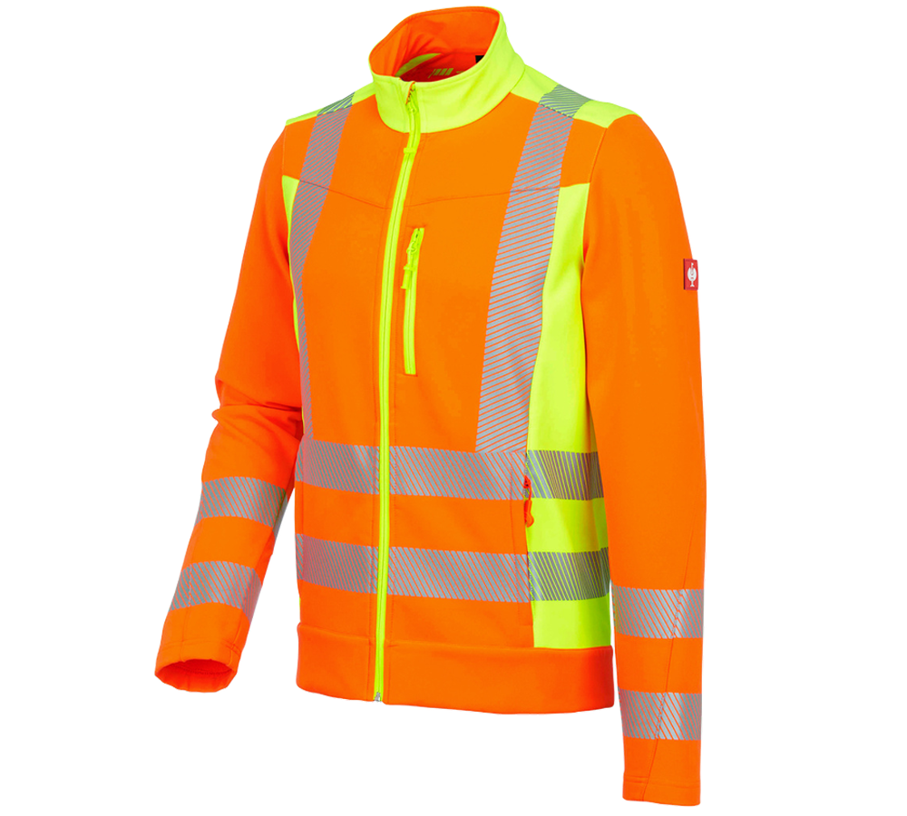 Pracovné bundy: Reflexná ochr. softsh.bunda softl. e.s.motion 2020 + výstražná oranžová/výstražná žltá