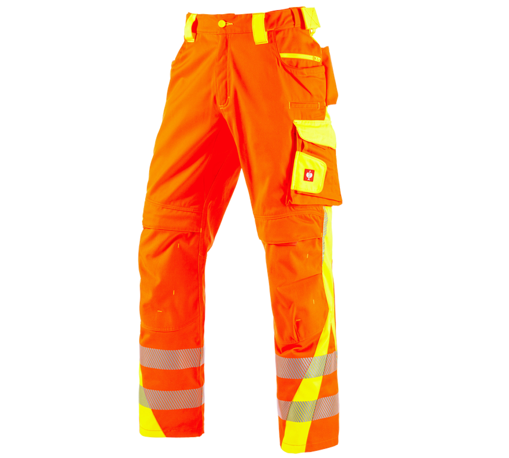 Pracovné nohavice: Reflexné ochranné nohavice do pása e.s.motion 2020 + výstražná oranžová/výstražná žltá
