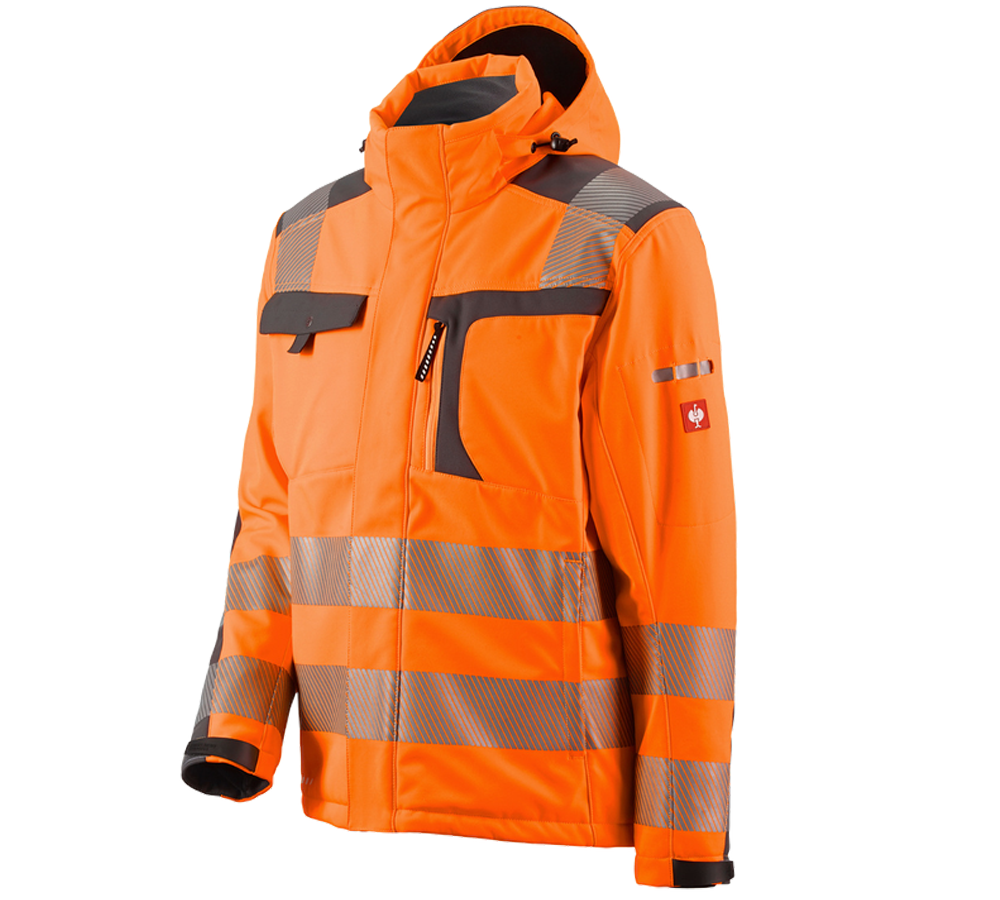 Pracovné bundy: Reflexná ochranná softshellová bunda e.s.motion + výstražná oranžová/antracitová
