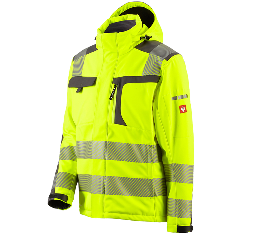 Pracovné bundy: Reflexná ochranná softshellová bunda e.s.motion + výstražná žltá/antracitová