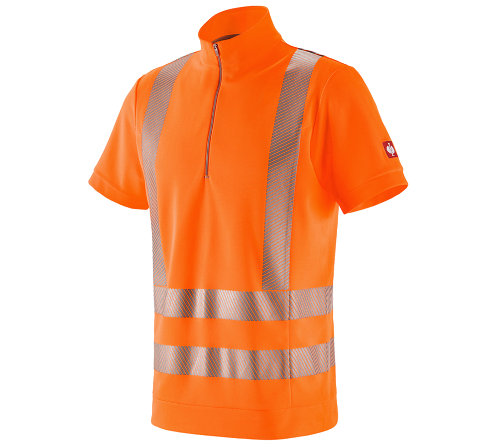 Tričká, pulóvre a košele: Reflexné ochranné funkčné tričko ZIP e.s. UV + výstražná oranžová