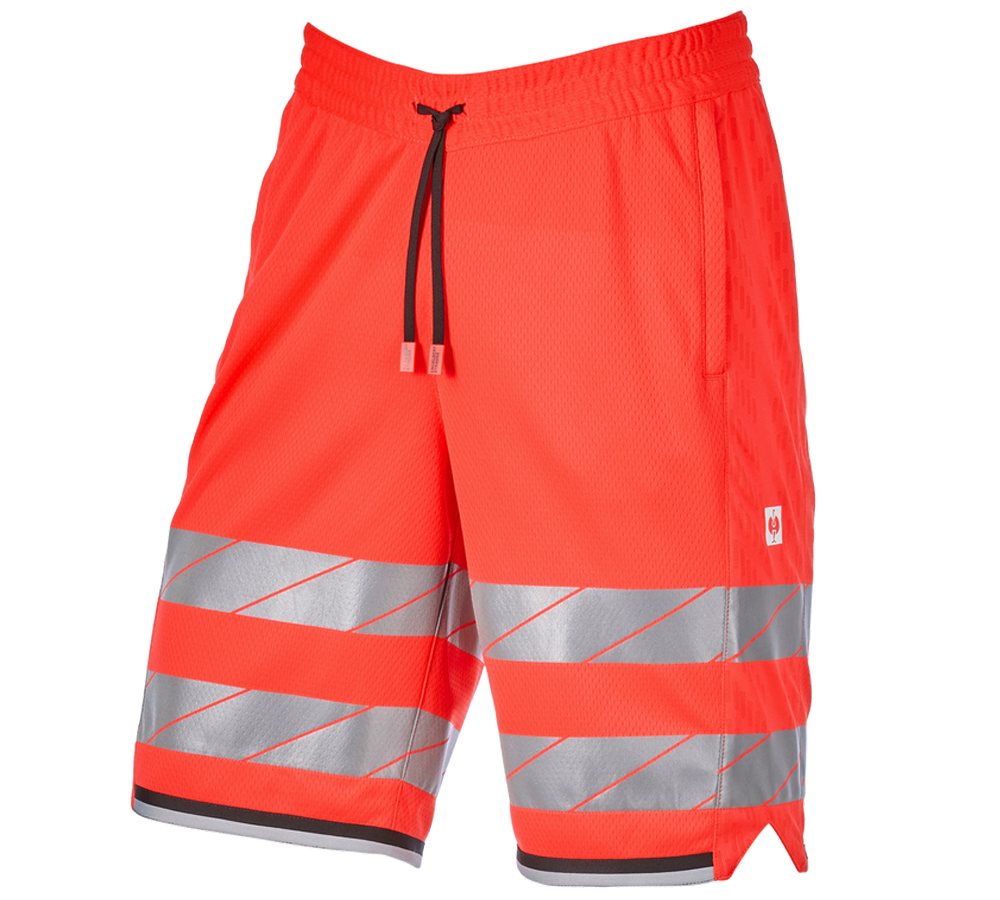 Pracovné nohavice: Reflexné funkčné šortky e.s.ambition + výstražná červená/čierna
