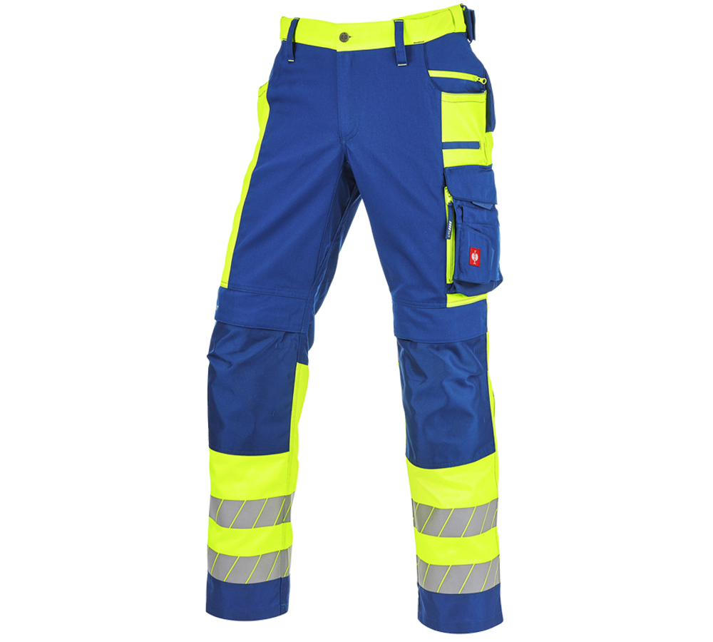 Pracovné nohavice: Reflexné ochranné nohavice do pása e.s.motion 24/7 + nevadzovo modrá/výstražná žltá