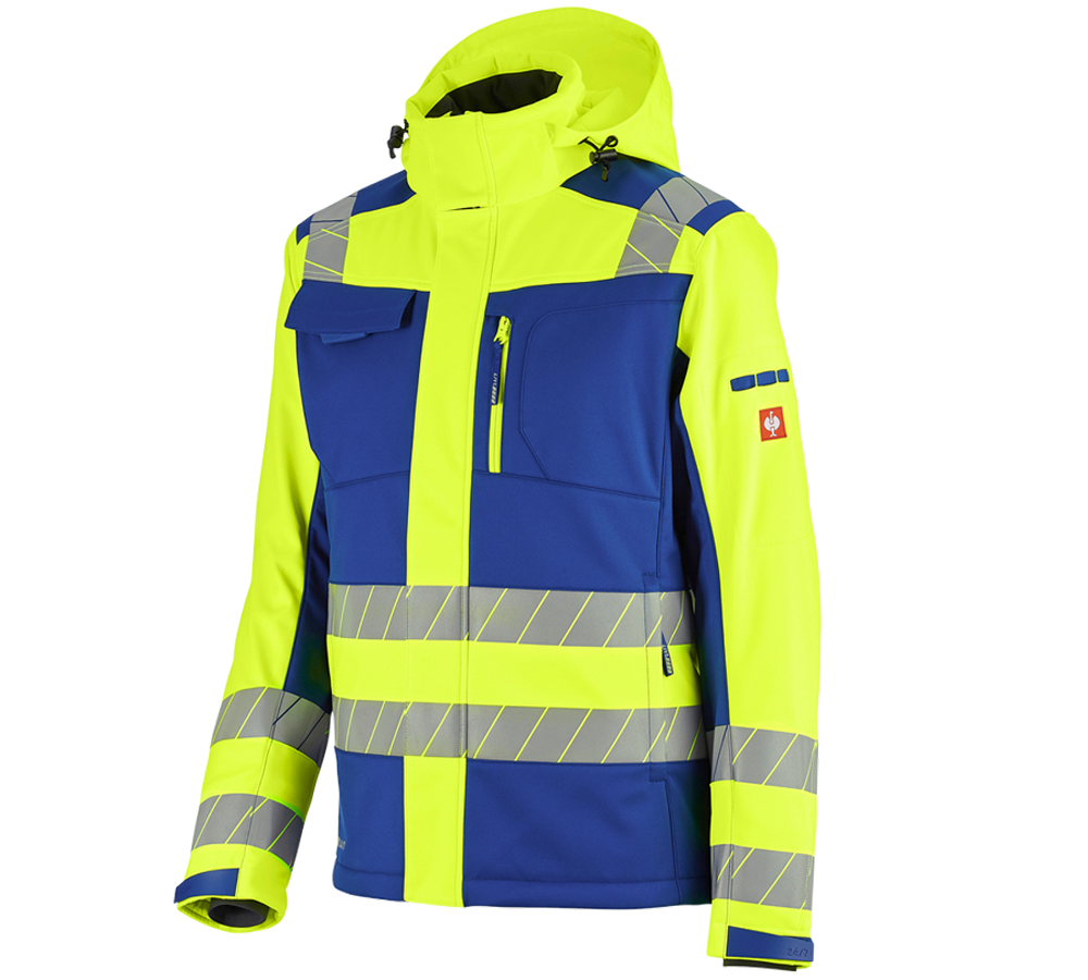 Pracovné bundy: Reflexná zimná softshellová bunda e.s.motion 24/7 + nevadzovo modrá/výstražná žltá