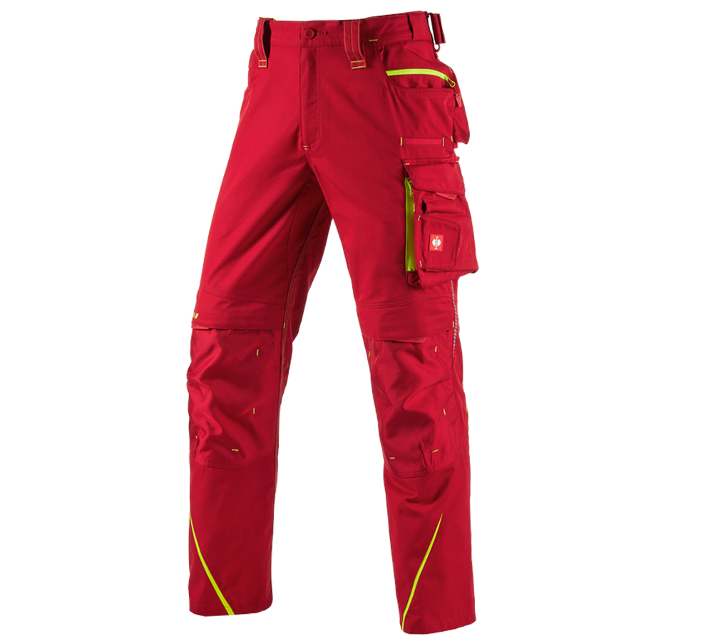 Pracovné nohavice: Nohavice do pása e.s.motion 2020 + ohnivá červená/výstražná žltá