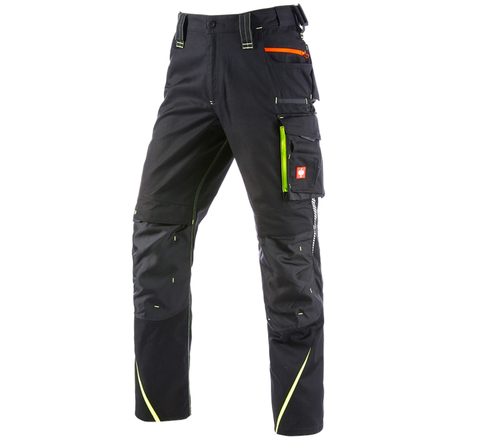 Pracovné nohavice: Nohavice do pása e.s.motion 2020 + čierna/výstražná žltá/výstražná oranžová