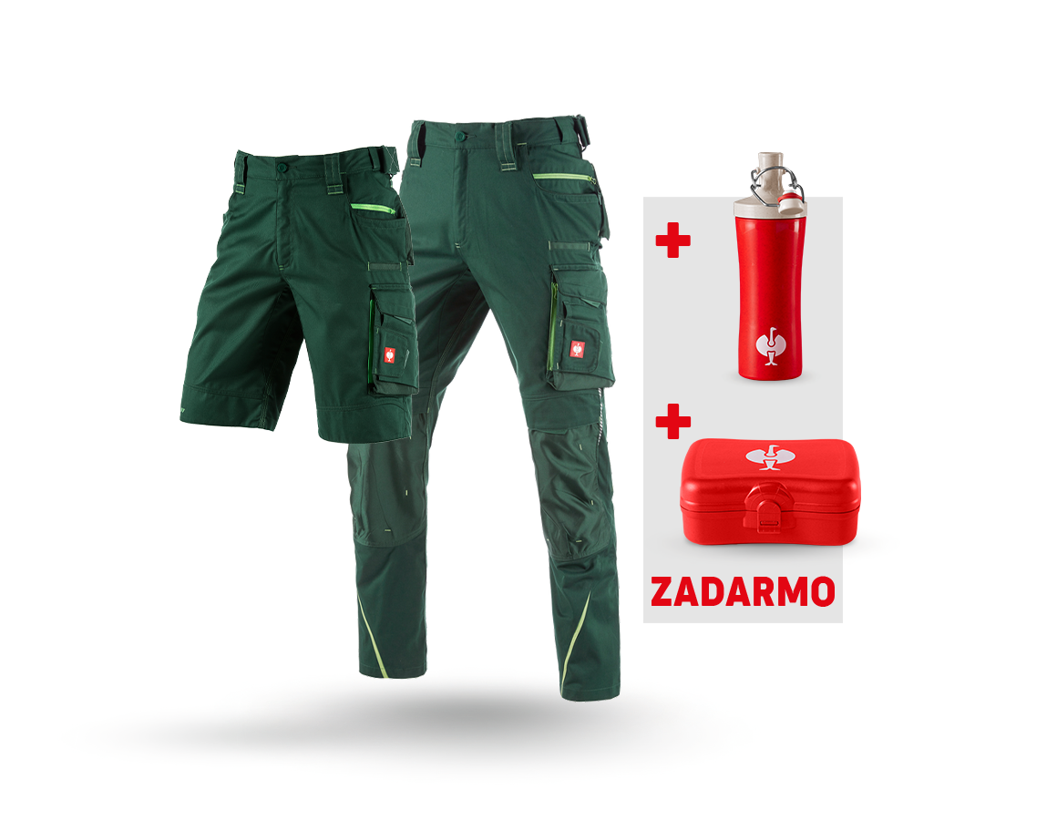 Oblečenie: SÚPRAVA: Nohavice+šortky e.s.motion2020+dóza+fľaša + zelená/morská zelená