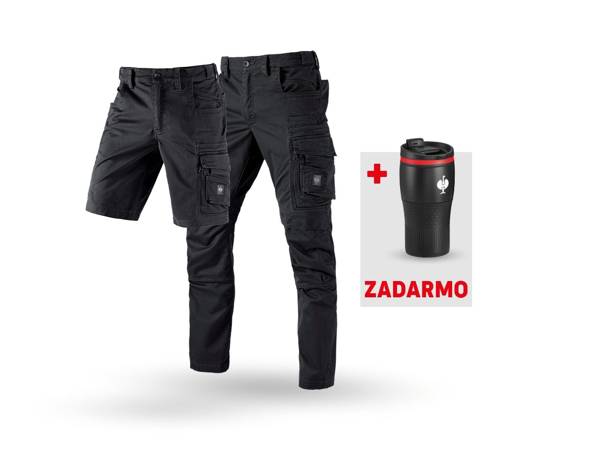 Oblečenie: SÚPRAVA: Nohavice+šortky e.s.motion ten+termopohár + oxidová čierna