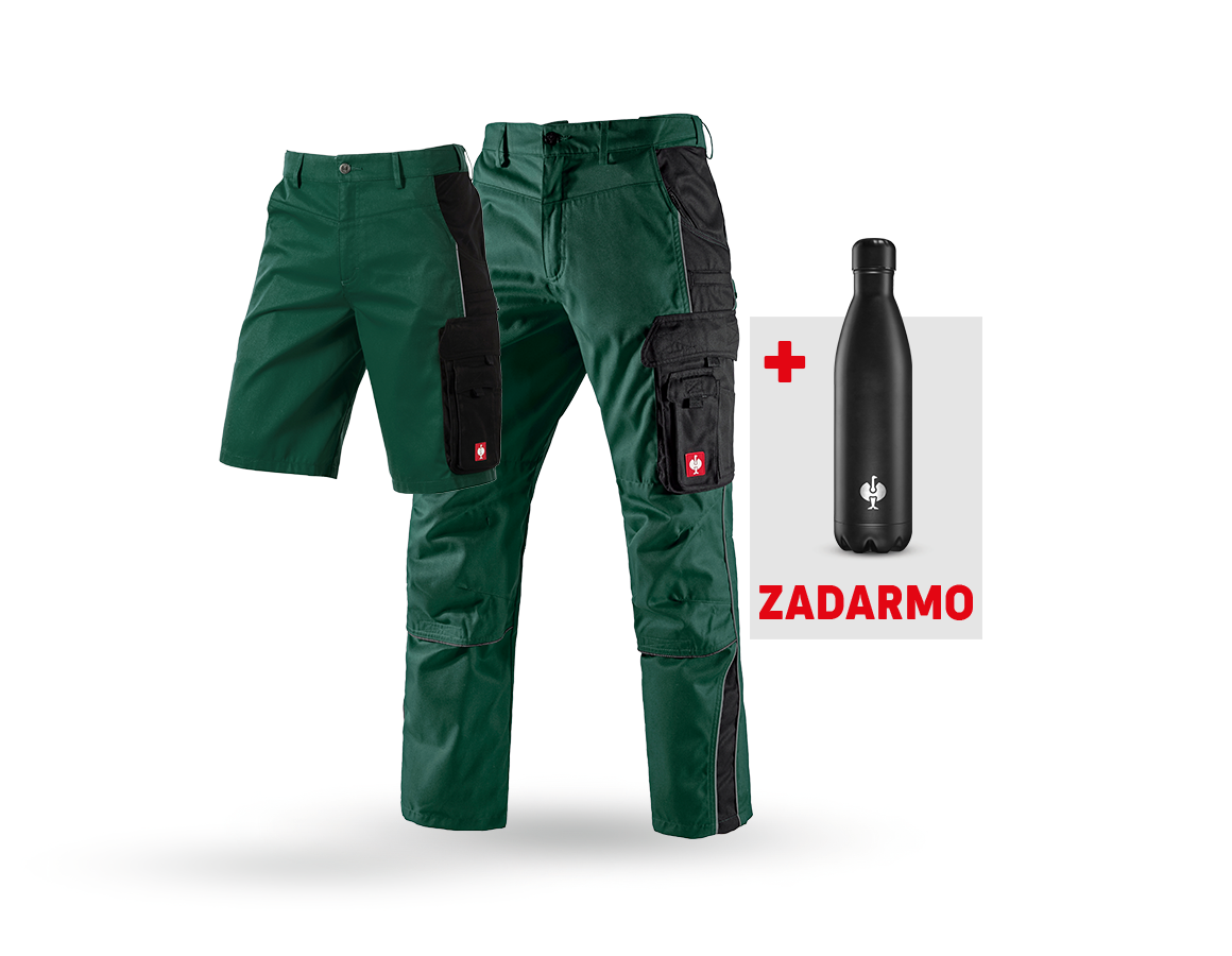 Oblečenie: SÚPRAVA: Nohavice + šortky e.s.active + fľaša + zelená/čierna