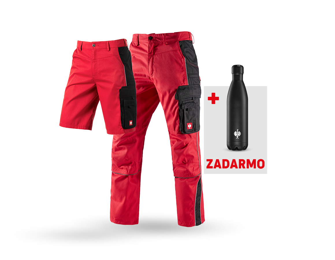 Oblečenie: SÚPRAVA: Nohavice + šortky e.s.active + fľaša + červená/čierna