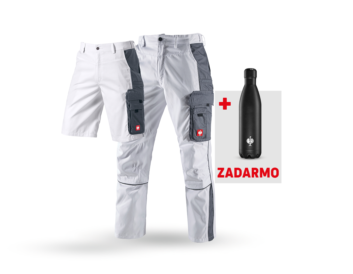 Oblečenie: SÚPRAVA: Nohavice + šortky e.s.active + fľaša + biela/sivá
